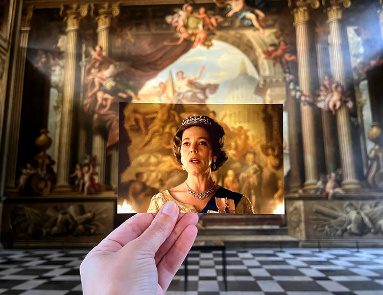 Szene aus "The Crown" im Old Royal Naval College, Greenwich