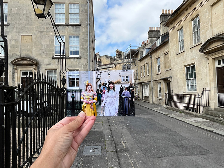 Szene aus "Bridgerton"am Beauford Square, Bath, England