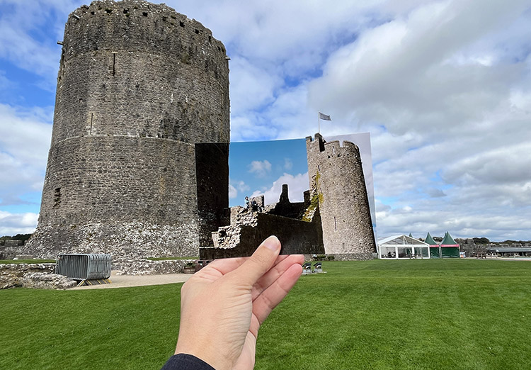 Szene aus "Ein ganzes halbes Jahr", Pembroke Castle, Wales