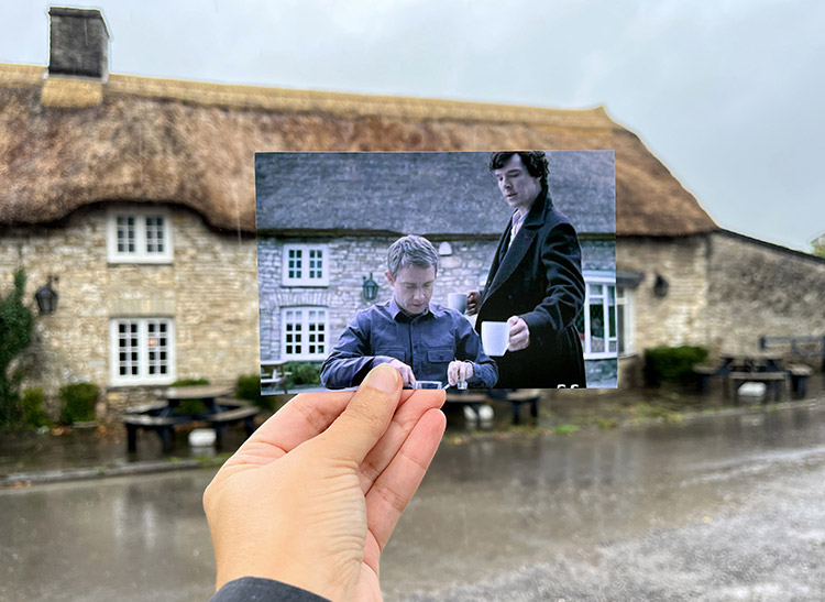 Szene aus "Sherlock", The Bush Inn, St. Hilary, Wales